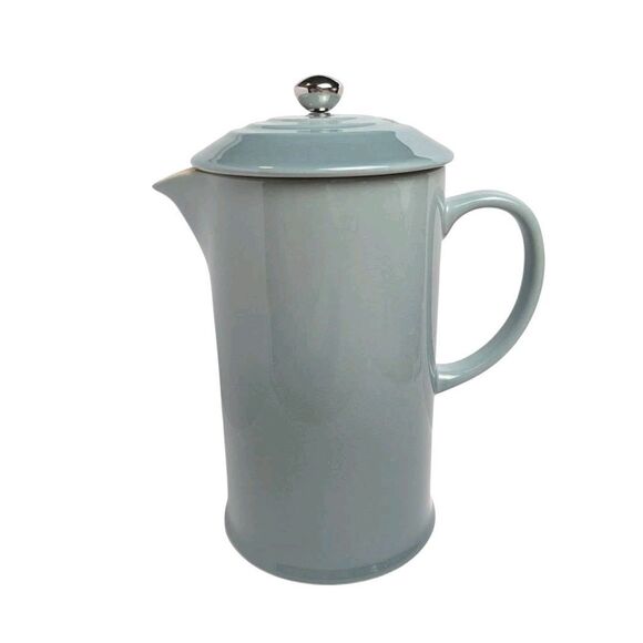 Le Creuset Other - Le Creuset Stoneware 1 Liter French Press Coffee Pot Sea Salt Blue Green Rare